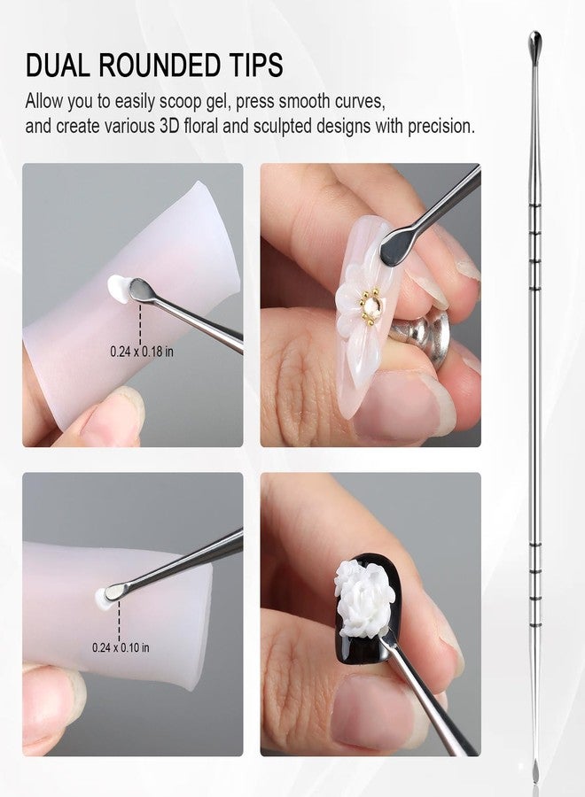 Furtherpretty 3D Nail Art Sculpting Tools Set, 3 Pack Dual-Head Carving Pens with 2 Silicone Finger Sleeves for Acrylic Gel Flowers Design, DIY Manicure Professional Salon Supplies for Nail Techs - Image 5